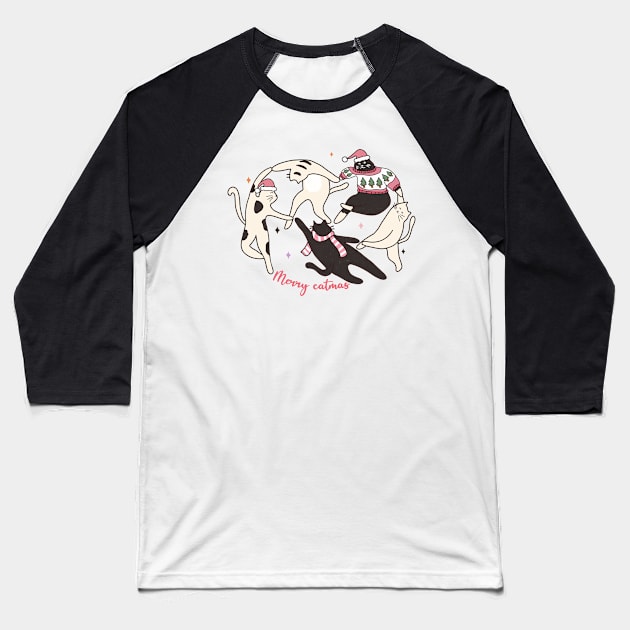 Merry catmas Baseball T-Shirt by MZeeDesigns